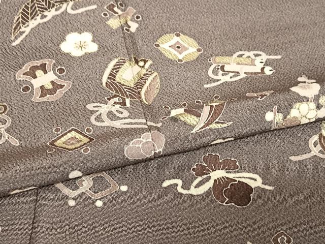 平和屋着物●訪問着 友禅 松竹梅宝尽くし 鬼しぼ縮緬 正絹 逸品 AABC5003zg