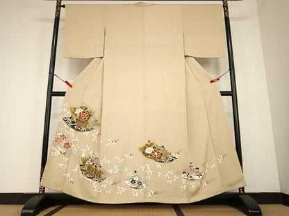 平和屋着物●豪華色留袖　駒刺繍　色紙重ね流水花文　金彩　やまと誂製　正絹　逸品　AABC5011zg