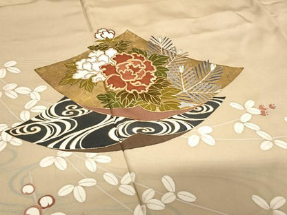 平和屋着物●豪華色留袖　駒刺繍　色紙重ね流水花文　金彩　やまと誂製　正絹　逸品　AABC5011zg
