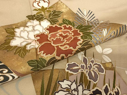 平和屋着物●豪華色留袖　駒刺繍　色紙重ね流水花文　金彩　やまと誂製　正絹　逸品　AABC5011zg