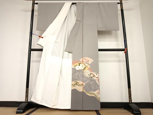 平和屋着物●豪華色留袖　駒刺繍　道長地紙重ね花文　金銀彩　正絹　逸品　AABC5012zg