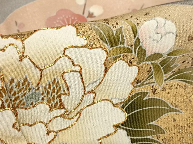 平和屋着物●豪華色留袖　駒刺繍　道長地紙重ね花文　金銀彩　正絹　逸品　AABC5012zg