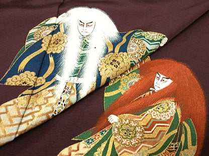 平和屋着物●豪華色留袖 作家者 歌舞伎 連獅子 手描き 金彩 正絹 逸品 AABC5013zg