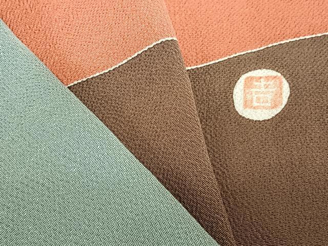 平和屋着物●和染紅型 栗山紅型 栗山吉三郎 訪問着 よろけ縞 鬼しぼ縮緬 正絹 逸品 未使用 AABC5015zg