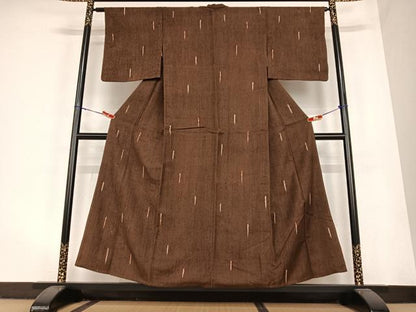 平和屋着物●上質な紬 胴抜き仕立て 幾何学文様 正絹 逸品 AABC5016zg