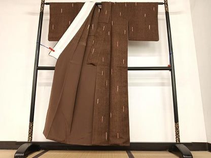 平和屋着物●上質な紬 胴抜き仕立て 幾何学文様 正絹 逸品 AABC5016zg