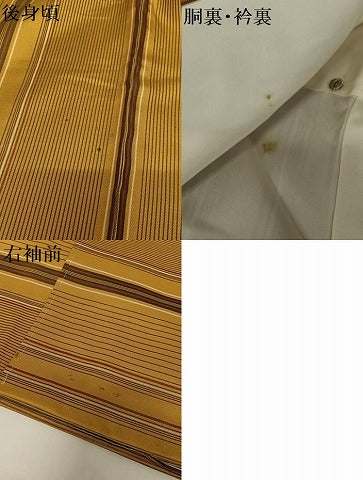 平和屋着物●黄八丈 紬 綾織 縞 正絹 逸品 未使用 AABC5018zg