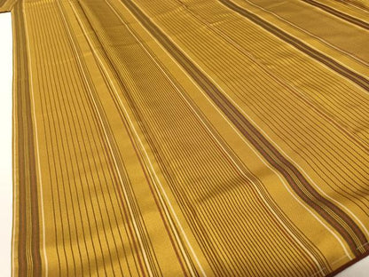 平和屋着物●黄八丈 紬 綾織 縞 正絹 逸品 未使用 AABC5018zg