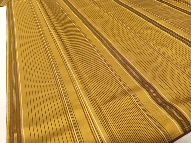 平和屋着物●黄八丈 紬 綾織 縞 正絹 逸品 未使用 AABC5018zg