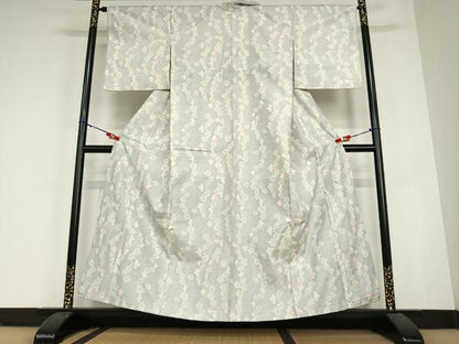 平和屋着物●上質な紬　楓文　正絹　逸品　未使用　AABC5023zg
