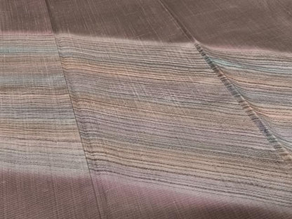 平和屋着物●染色家 岩浅公展 訪問着 紬地 斜縞 暈し染め 正絹 逸品 AABC5028zg