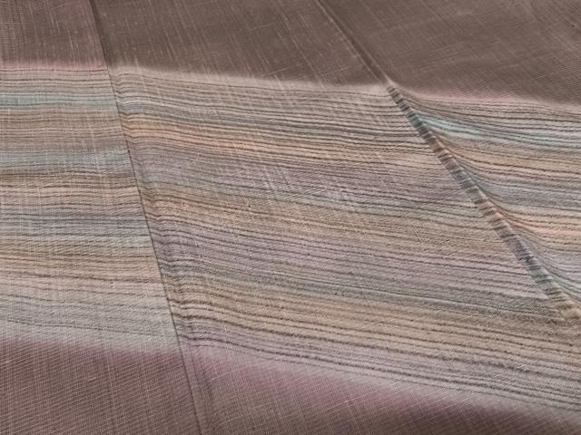 平和屋着物●染色家 岩浅公展 訪問着 紬地 斜縞 暈し染め 正絹 逸品 AABC5028zg