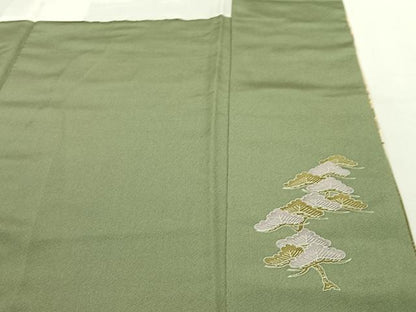 平和屋着物●色留訪問着　作家物　渡橋人物草花文　暈し染め　金彩　正絹　逸品　AABC5034zg