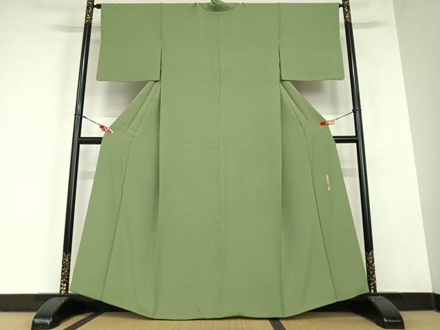 平和屋着物●本草木染作家　瑞寶　舞衣　色無地　青丹色　正絹　逸品　AABC5047zg