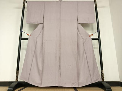 平和屋着物●上質な色無地　草花地紋　梅鼠色　正絹　逸品　AABC5050zg