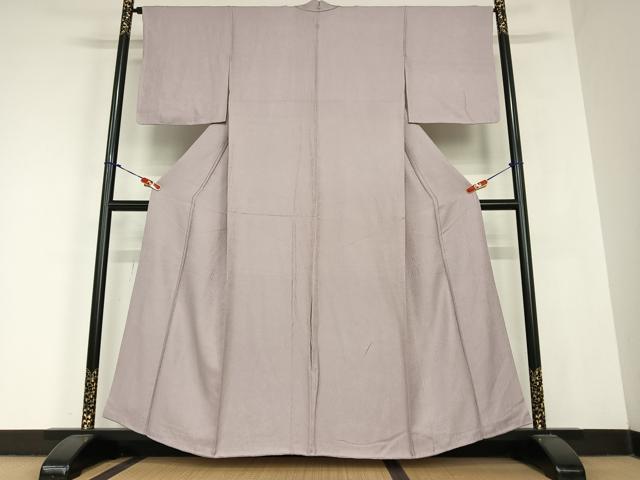 平和屋着物●上質な色無地　草花地紋　梅鼠色　正絹　逸品　AABC5050zg