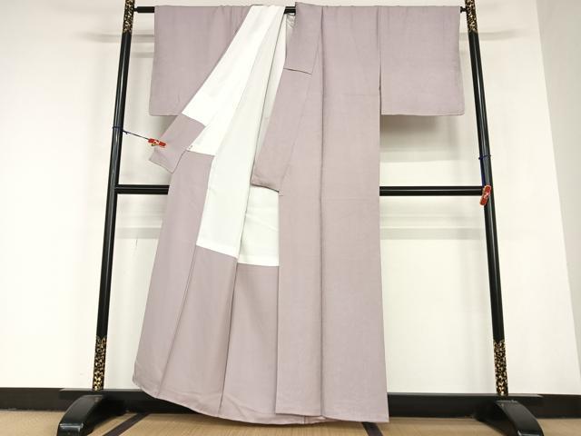 平和屋着物●上質な色無地　草花地紋　梅鼠色　正絹　逸品　AABC5050zg