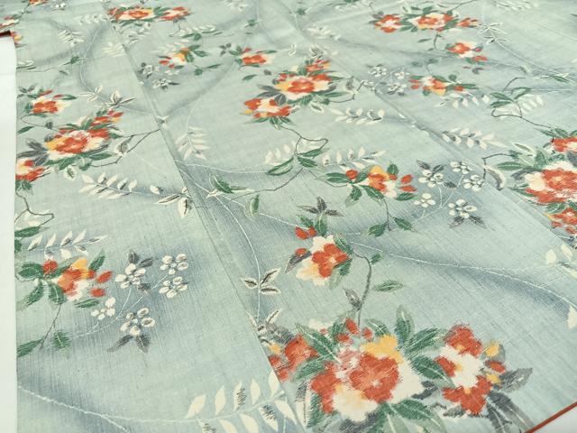 平和屋着物●上質な紬 枝花文 正絹 逸品 未使用 AABC5056zg