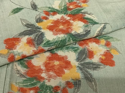 平和屋着物●上質な紬 枝花文 正絹 逸品 未使用 AABC5056zg