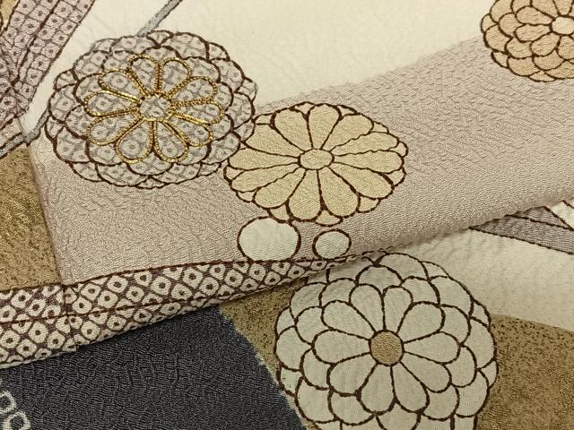 平和屋着物●十日町 名門青柳高級ブランド　大喜百花　訪問着　駒刺繍　絞り　舞花文　ロング丈　正絹　逸品　未使用　AABC5065zg