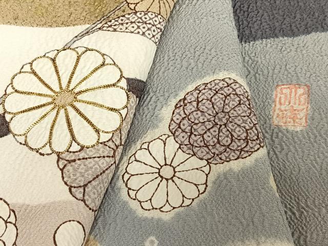 平和屋着物●十日町 名門青柳高級ブランド　大喜百花　訪問着　駒刺繍　絞り　舞花文　ロング丈　正絹　逸品　未使用　AABC5065zg