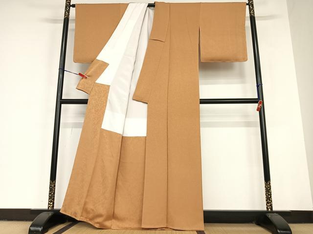 平和屋着物●上質な色無地　胡桃色　正絹　逸品　未使用　AABC5066zg
