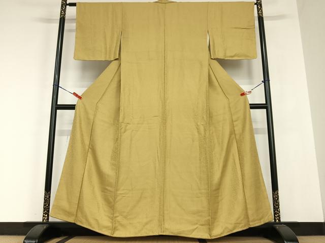 平和屋着物●上質な色無地　氷割れ地紋　路考茶　正絹　逸品　未使用　AABC5070zg