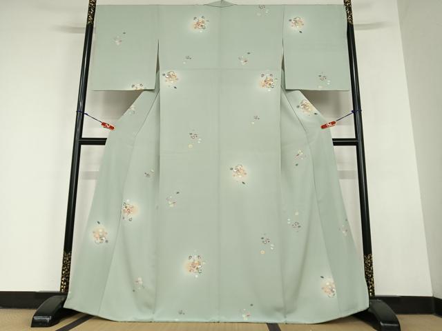 平和屋着物●上質な小紋 友禅 花籠文 暈し染め 正絹 逸品 未使用 AABC5080zg