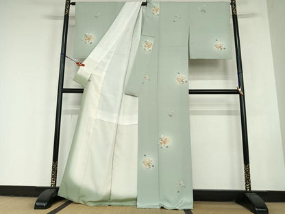 平和屋着物●上質な小紋 友禅 花籠文 暈し染め 正絹 逸品 未使用 AABC5080zg