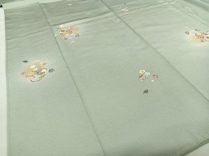 平和屋着物●上質な小紋 友禅 花籠文 暈し染め 正絹 逸品 未使用 AABC5080zg