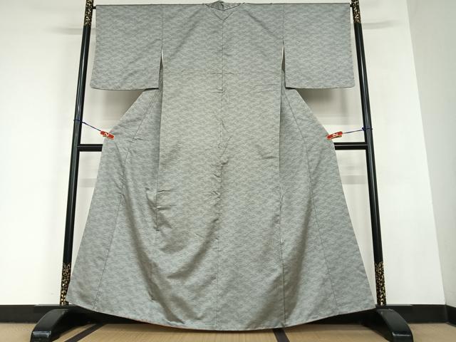 平和屋着物●お召 立波文 正絹 逸品 AABC5086zg