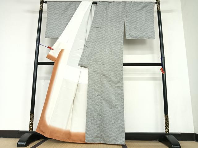 平和屋着物●お召 立波文 正絹 逸品 AABC5086zg