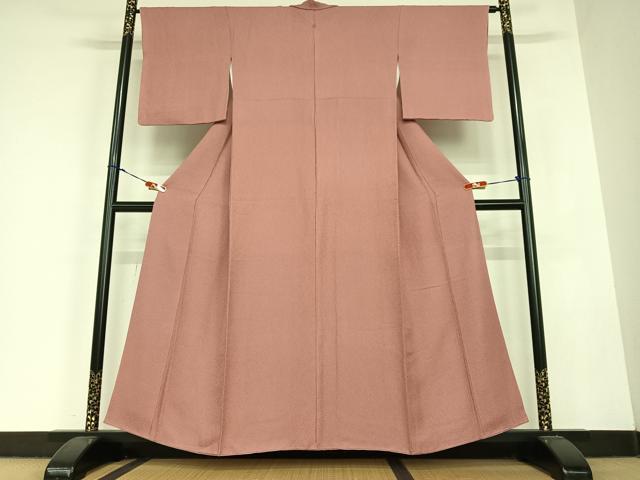 平和屋着物●上質な色無地　紋意匠　長春色　正絹　逸品　AABC5087zg