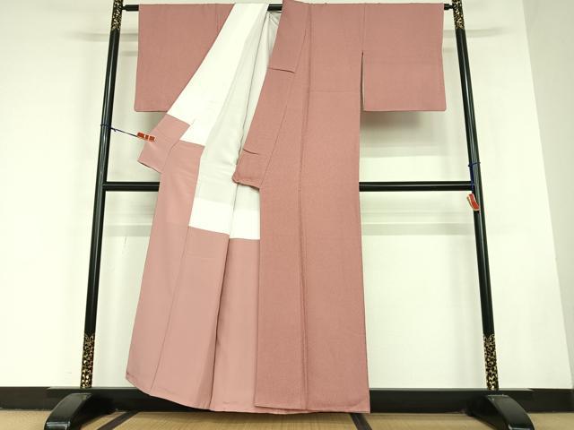 平和屋着物●上質な色無地　紋意匠　長春色　正絹　逸品　AABC5087zg
