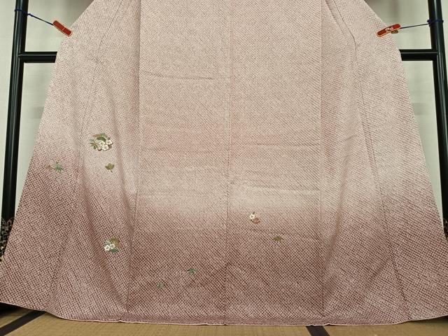 平和屋着物●訪問着 総絞り 刺繍 松竹梅 暈し染め 金糸 正絹 逸品 未使用 AABC5094zg