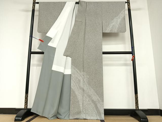 平和屋着物●訪問着 紬地 幾何学文様 正絹 逸品 AABC5102zg
