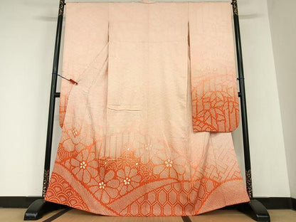 平和屋着物●豪華振袖 絞り 舞花文 正絹 逸品 AABC5119zg