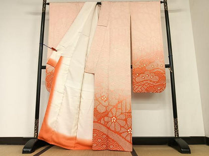 平和屋着物●豪華振袖 絞り 舞花文 正絹 逸品 AABC5119zg
