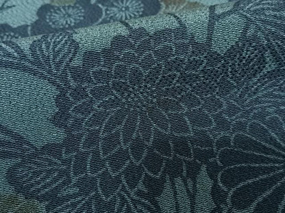 平和屋着物●本藍 型染め 訪問着 草花文 正絹 逸品 AABC5120zg