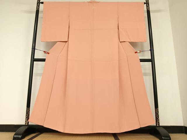 平和屋着物●上質な色無地　甚三紅色　正絹　逸品　AABC5128zg