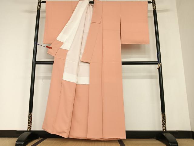 平和屋着物●上質な色無地　甚三紅色　正絹　逸品　AABC5128zg