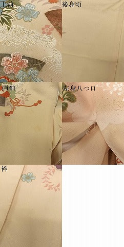 平和屋着物●豪華振袖　結び紐花蝶文　暈し染め　金彩　正絹　逸品　AABC5130zg