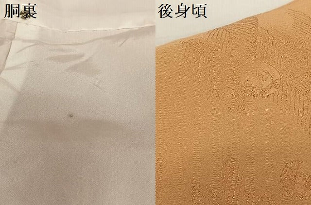 平和屋着物●上質な色無地 雪輪重ね草花地紋 土器色 正絹 逸品 AABC5135zg