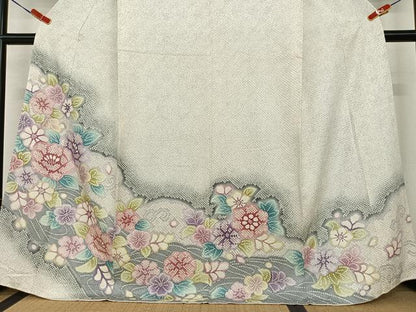 平和屋着物●訪問着 総絞り 草花文 正絹 逸品 AABC5140zg