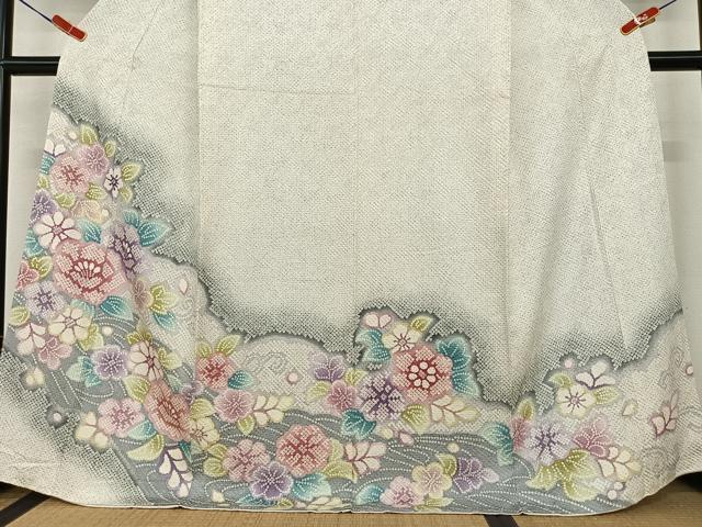 平和屋着物●訪問着 総絞り 草花文 正絹 逸品 AABC5140zg
