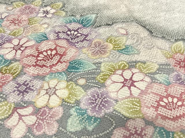 平和屋着物●訪問着 総絞り 草花文 正絹 逸品 AABC5140zg