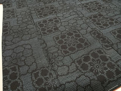 平和屋着物●結城紬　80亀甲　色紙花文　正絹　逸品　未使用　AABC5141zg