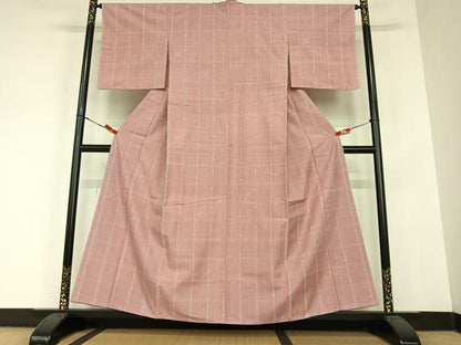 平和屋着物●上質な紬　格子　飛鳥文　正絹　逸品　AABC5147zg