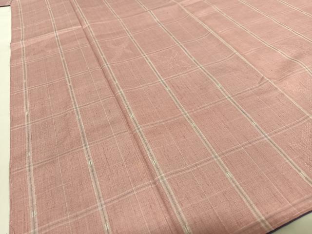 平和屋着物●上質な紬　格子　飛鳥文　正絹　逸品　AABC5147zg