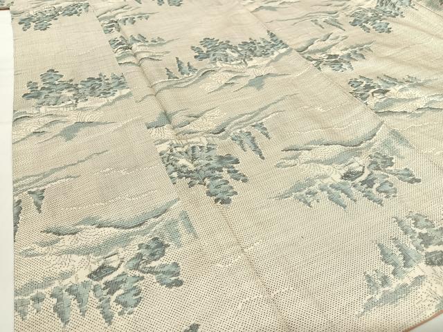 平和屋着物●本場大島紬　白大島　カタス7マルキ　総絣　樹林風景文　正絹　逸品　AABC5149zg